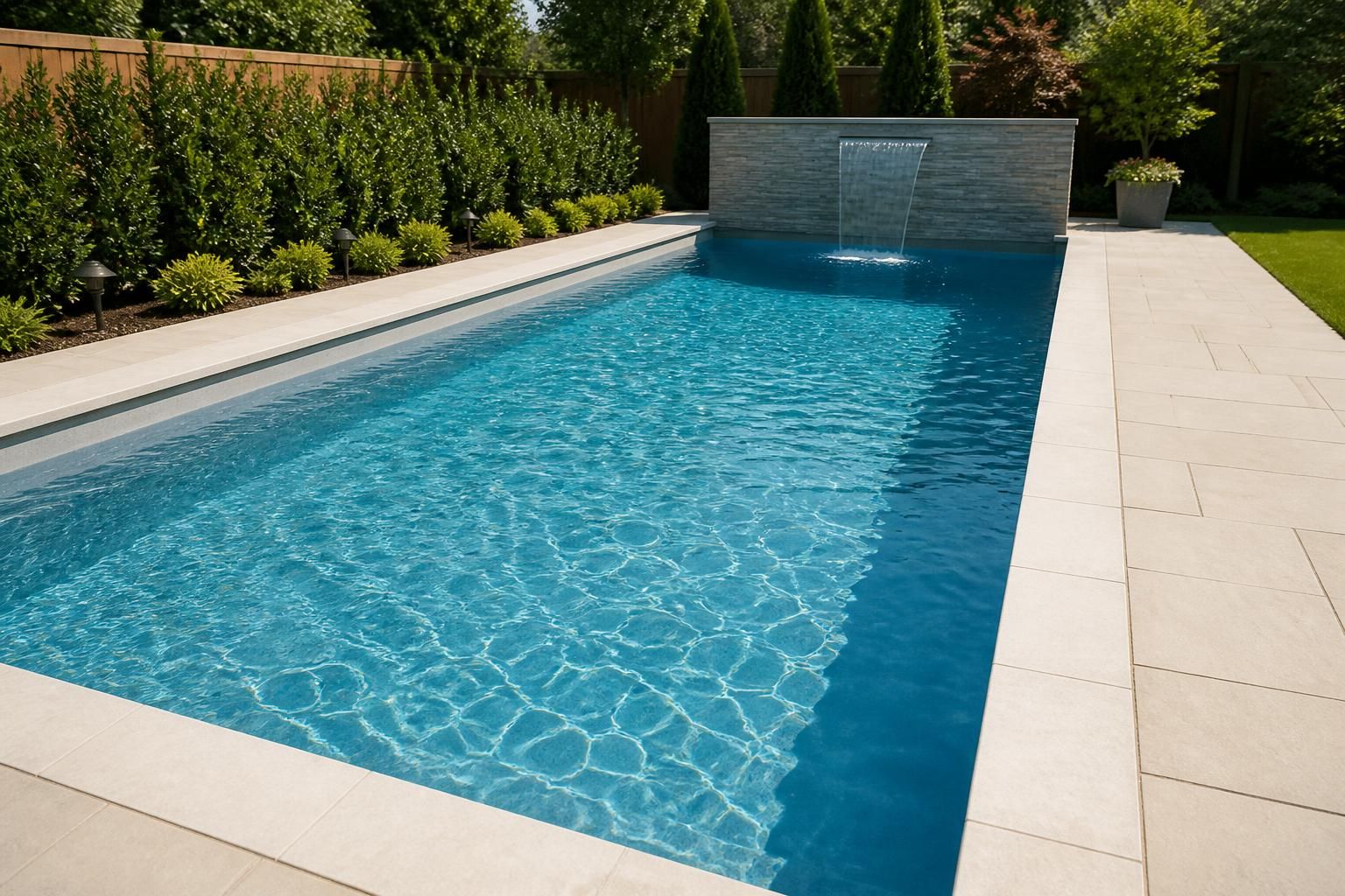 Spotless pool with sparkling water and clean coping